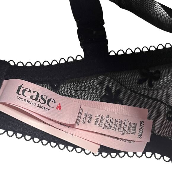 Victoria's Secret Tease Unlined Demi Bra and Lace-Trim Cheeky Panty Set 34DDD/M - Picture 3 of 4